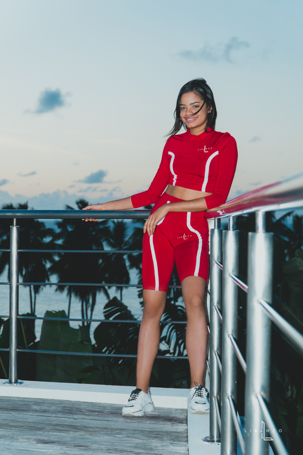 Red with White Stripe Sweat Suit - Shop Liranzo Clothing